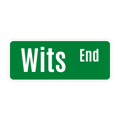 At "Wits End" Funny Meme Street Sign Sticker - stickerbullAt "Wits End" Funny Meme Street Sign StickerRetail StickerstickerbullstickerbullWitsEnd_At "Wits End" Funny Meme Street Sign Sticker