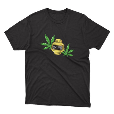 420 Watch Shirt - stickerbull420 Watch ShirtShirtsPrintifystickerbull26412166587928404778WhiteSa black t - shirt with a marijuana leaf on it